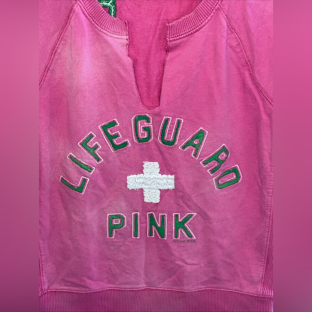 PINK for VICTORIAS SECRET Vtg Y2K Pink Lifeguard Pullover Sweatshirt Logo Size M - Picture 3 of 5
